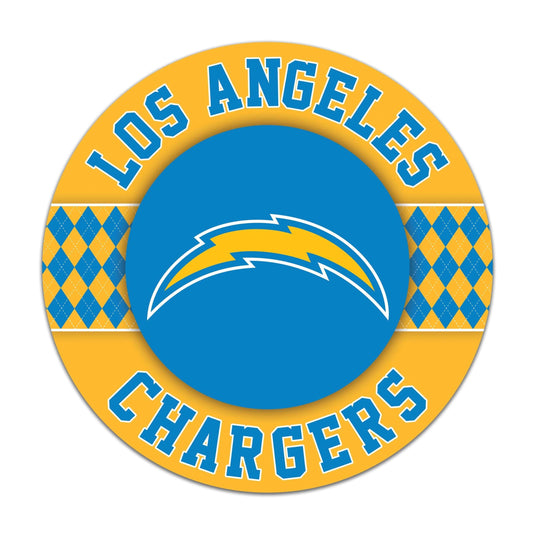 Fan Creations NFL Los Angeles Chargers Argyle 16inc Circle Wall Art