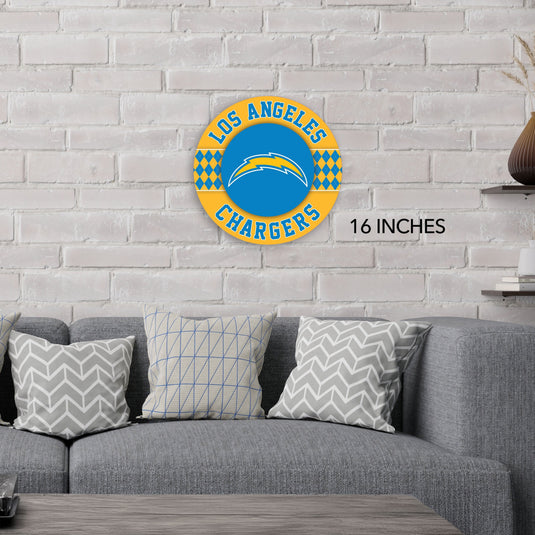 Fan Creations NFL Los Angeles Chargers Argyle 16inc Circle Wall Art
