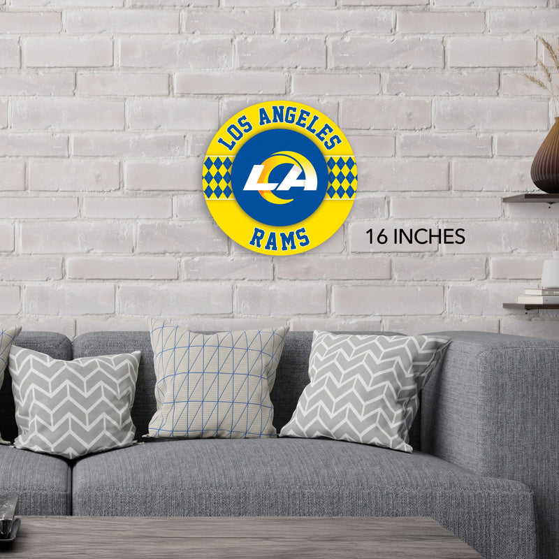 Load image into Gallery viewer, Fan Creations NFL Los Angeles Rams Argyle 16inc Circle Wall Art

