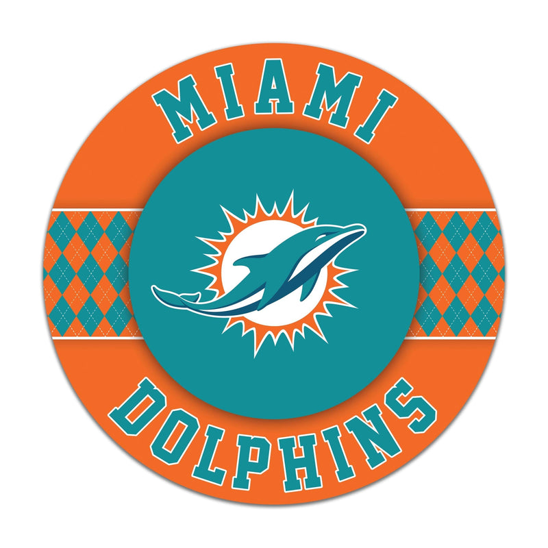Load image into Gallery viewer, Fan Creations NFL Miami Dolphins Argyle 16inc Circle Wall Art
