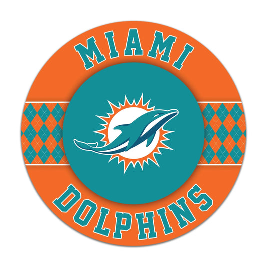 Fan Creations NFL Miami Dolphins Argyle 16inc Circle Wall Art