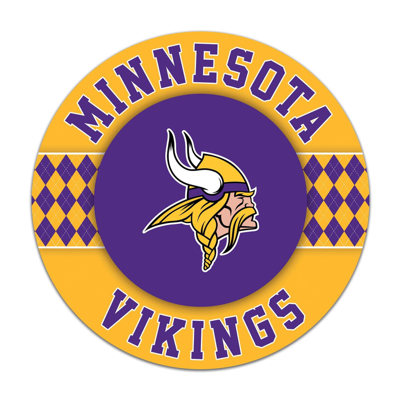 Load image into Gallery viewer, Fan Creations NFL Minnesota Vikings Argyle 16inc Circle Wall Art
