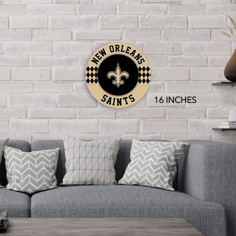 Load image into Gallery viewer, Fan Creations NFL New Orleans Saints Argyle 16inc Circle Wall Art
