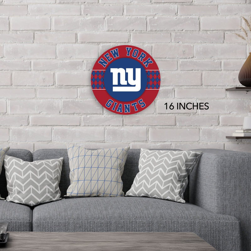 Load image into Gallery viewer, Fan Creations NFL New York Giants Argyle 16inc Circle Wall Art
