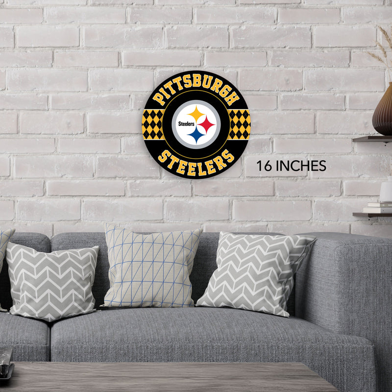Load image into Gallery viewer, Fan Creations NFL Pittsburgh Steelers Argyle 16inc Circle Wall Art
