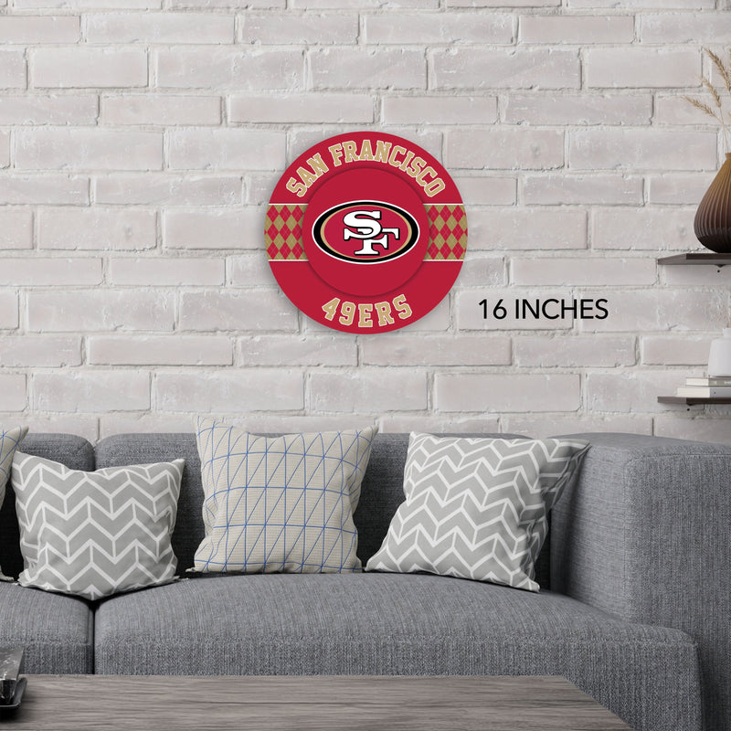 Load image into Gallery viewer, Fan Creations NFL San Francisco 49ers Argyle 16inc Circle Wall Art
