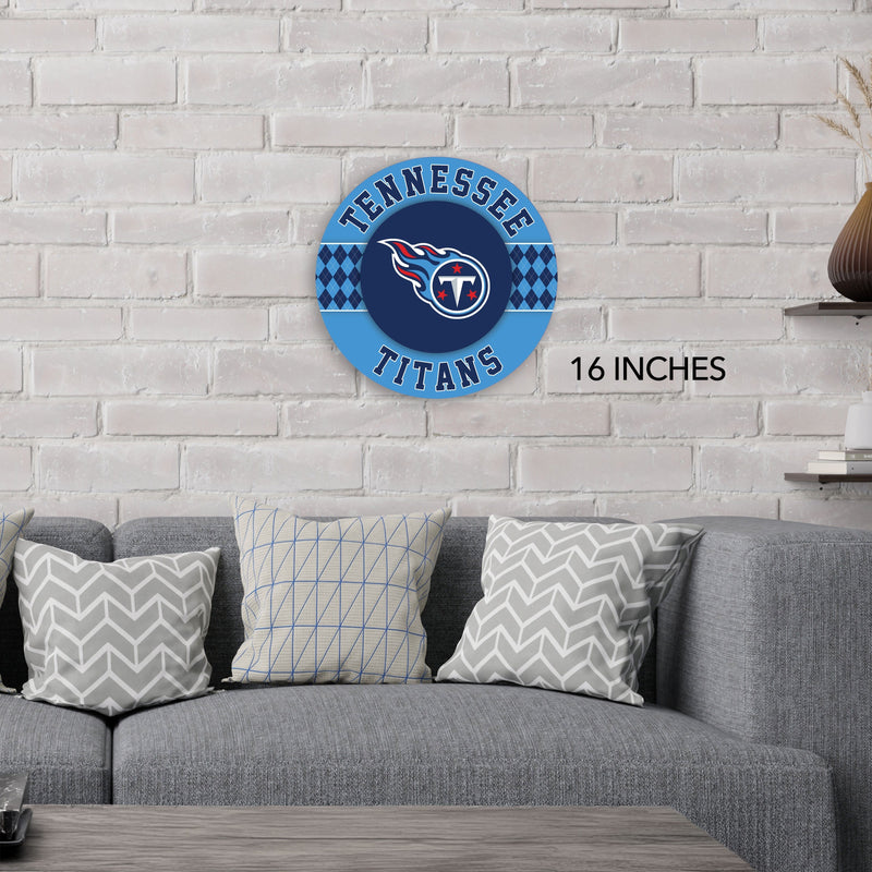 Load image into Gallery viewer, Fan Creations NFL Tennessee Titans Argyle 16inc Circle Wall Art
