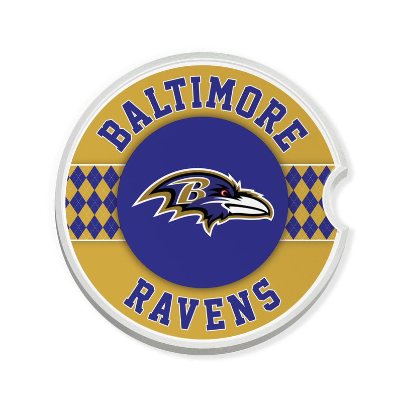 Load image into Gallery viewer, Fan Creations NFL Baltimore Ravens Argyle Ceramic Car Coaster - 2 Pack
