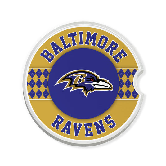 Fan Creations NFL Baltimore Ravens Argyle Ceramic Car Coaster - 2 Pack