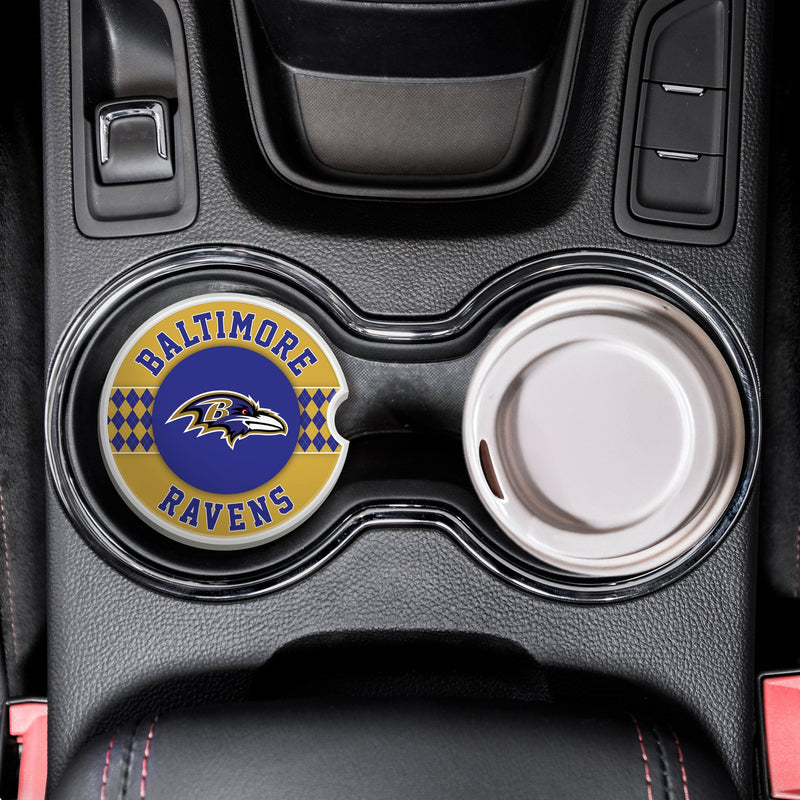 Load image into Gallery viewer, Fan Creations NFL Baltimore Ravens Argyle Ceramic Car Coaster - 2 Pack
