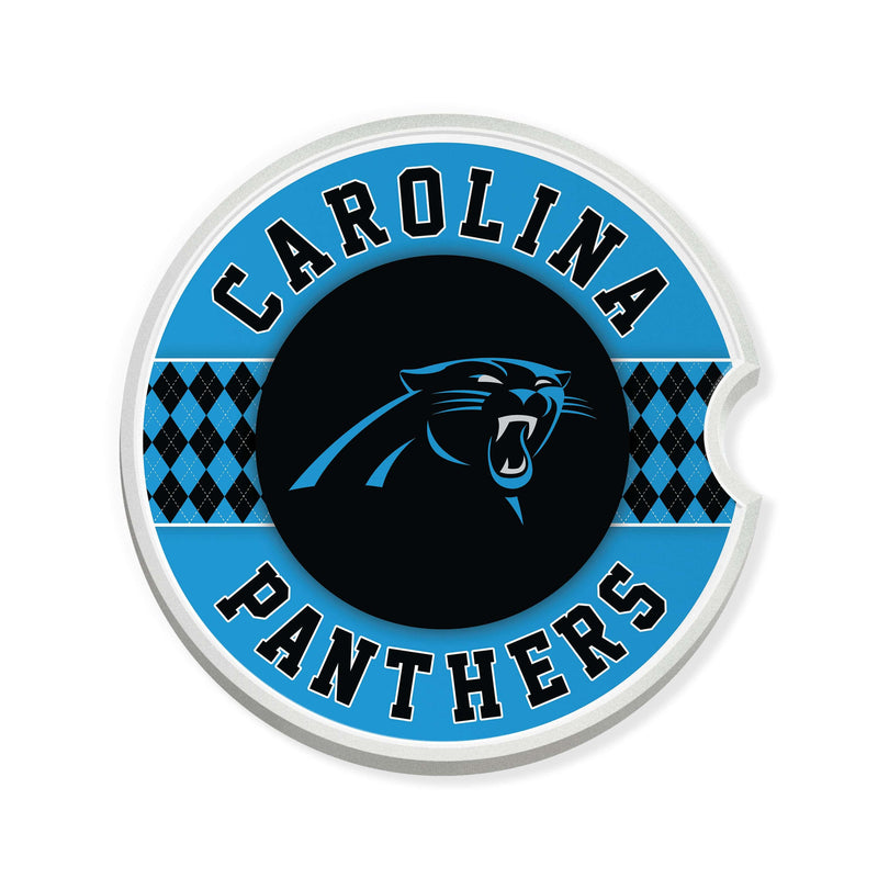Load image into Gallery viewer, Fan Creations NFL Carolina Panthers Argyle Ceramic Car Coaster - 2 Pack
