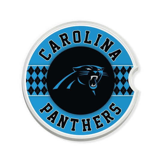 Fan Creations NFL Carolina Panthers Argyle Ceramic Car Coaster - 2 Pack