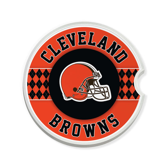 Fan Creations NFL Cleveland Browns Argyle Ceramic Car Coaster - 2 Pack