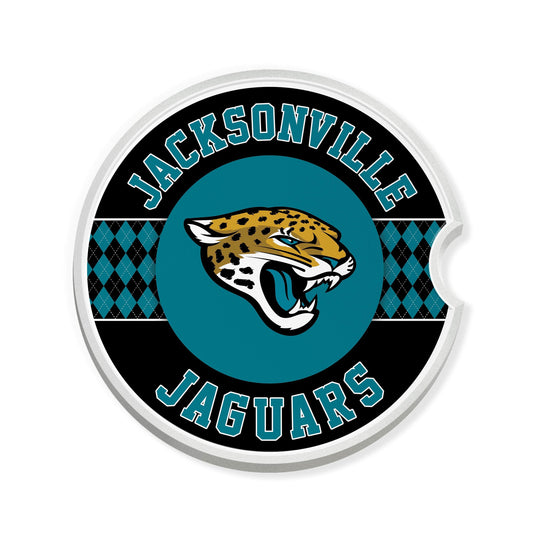 Fan Creations NFL Jacksonville Jaguars Argyle Ceramic Car Coaster - 2 Pack