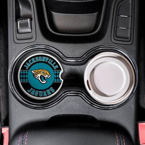 Fan Creations NFL Jacksonville Jaguars Argyle Ceramic Car Coaster - 2 Pack