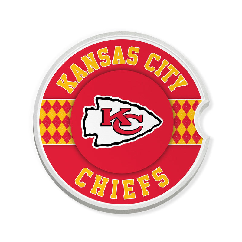 Load image into Gallery viewer, Fan Creations NFL Kansas City Chiefs Argyle Ceramic Car Coaster - 2 Pack
