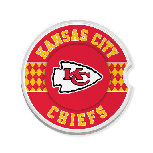 Fan Creations NFL Kansas City Chiefs Argyle Ceramic Car Coaster - 2 Pack