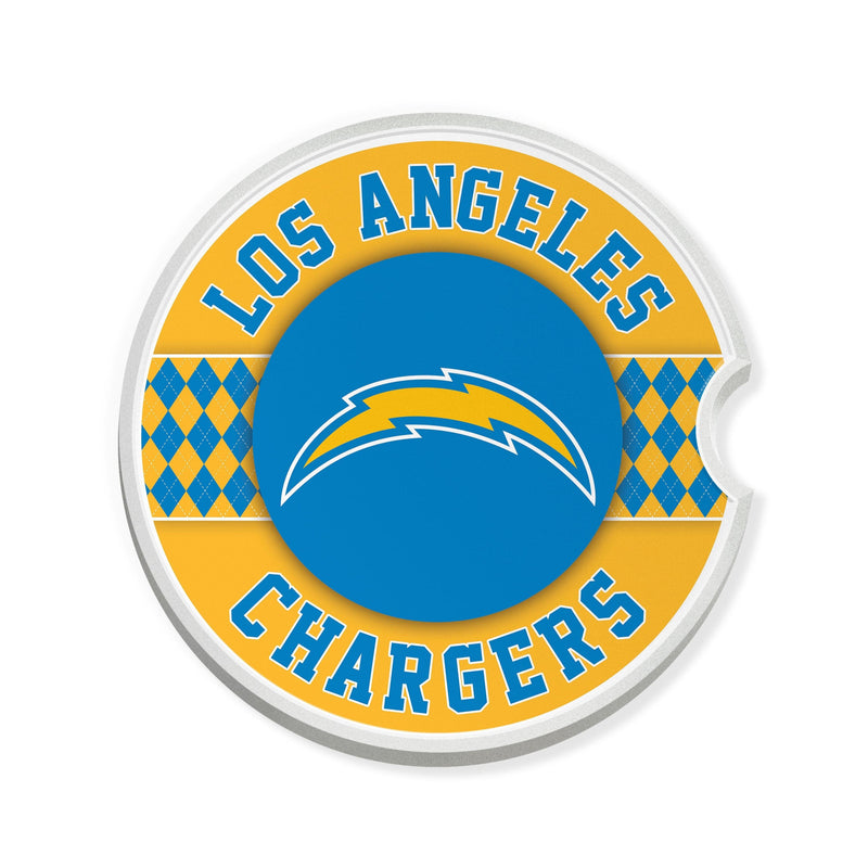 Load image into Gallery viewer, Fan Creations NFL Los Angeles Chargers Argyle Ceramic Car Coaster - 2 Pack
