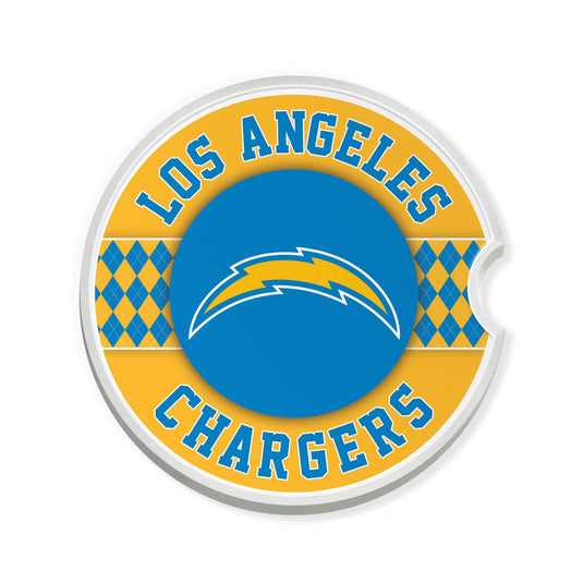 Fan Creations NFL Los Angeles Chargers Argyle Ceramic Car Coaster - 2 Pack