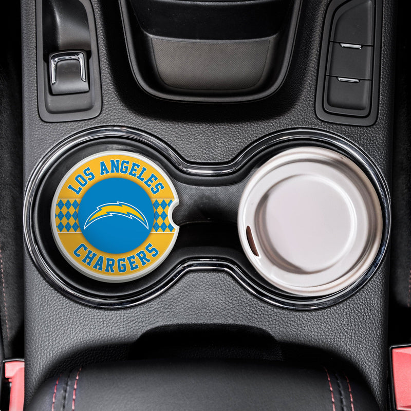 Load image into Gallery viewer, Fan Creations NFL Los Angeles Chargers Argyle Ceramic Car Coaster - 2 Pack
