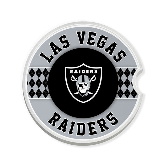 Fan Creations NFL Las Vegas Raiders Argyle Ceramic Car Coaster - 2 Pack