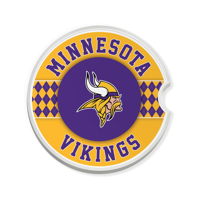 Load image into Gallery viewer, Fan Creations NFL Minnesota Vikings Argyle Ceramic Car Coaster - 2 Pack
