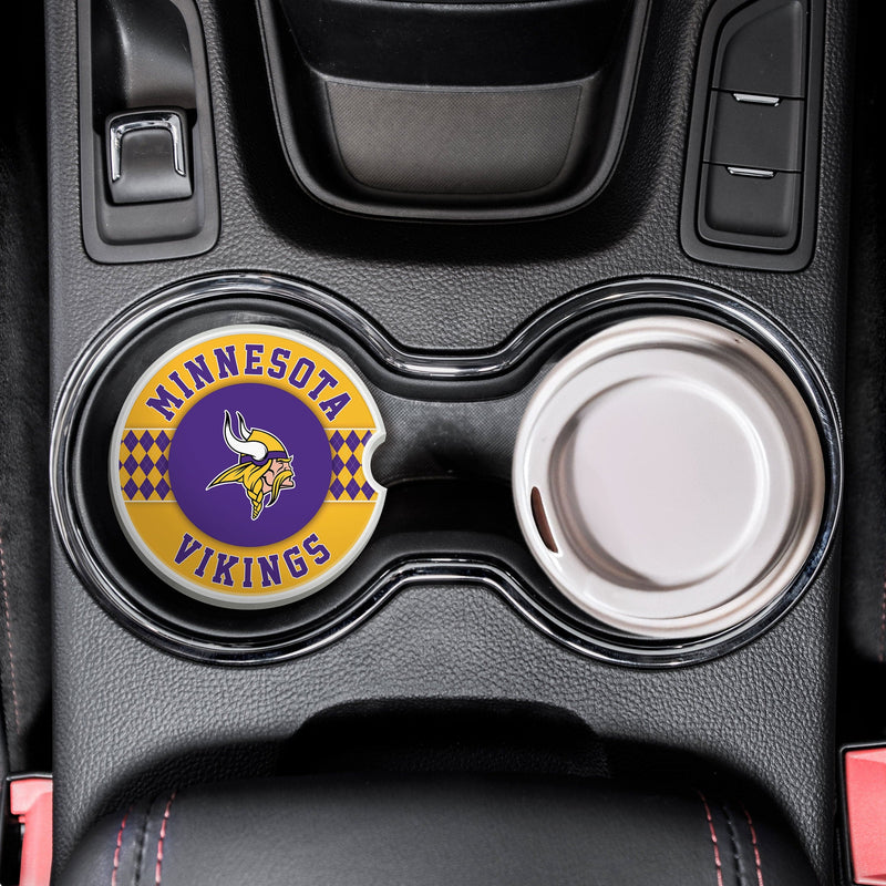Load image into Gallery viewer, Fan Creations NFL Minnesota Vikings Argyle Ceramic Car Coaster - 2 Pack
