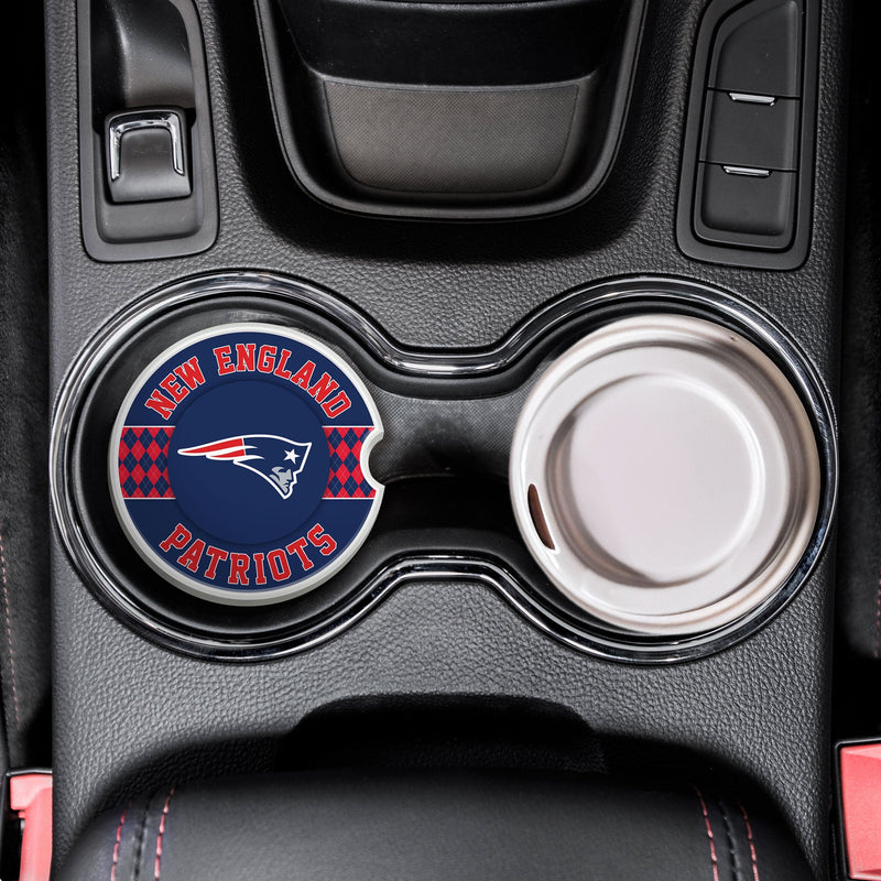 Load image into Gallery viewer, Fan Creations NFL New England Patriots Argyle Ceramic Car Coaster - 2 Pack
