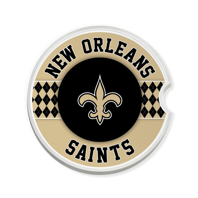 Load image into Gallery viewer, Fan Creations NFL New Orleans Saints Argyle Ceramic Car Coaster - 2 Pack
