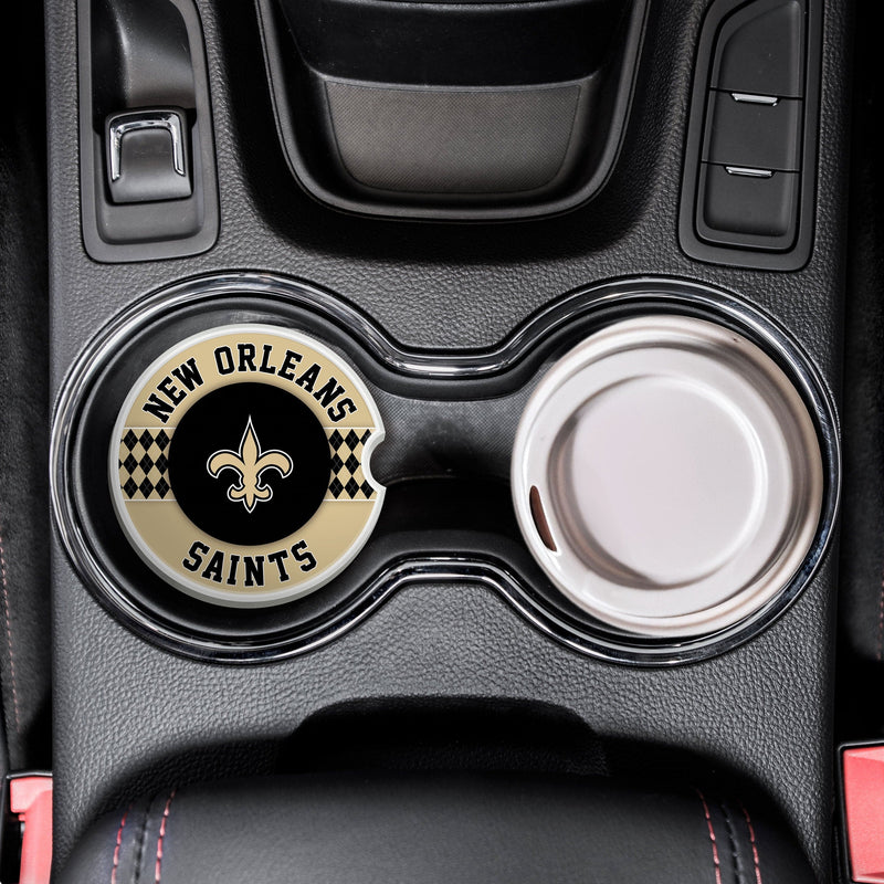 Load image into Gallery viewer, Fan Creations NFL New Orleans Saints Argyle Ceramic Car Coaster - 2 Pack
