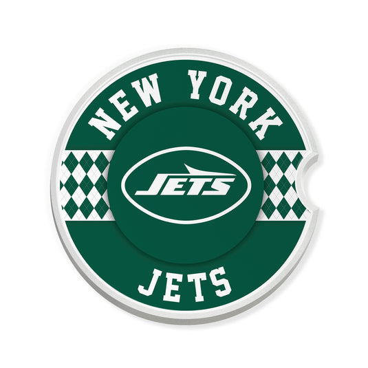 Fan Creations NFL New York Jets Argyle Ceramic Car Coaster - 2 Pack