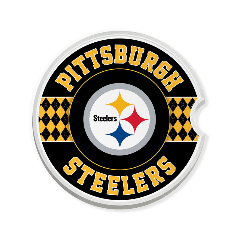 Load image into Gallery viewer, Fan Creations NFL Pittsburgh Steelers Argyle Ceramic Car Coaster - 2 Pack
