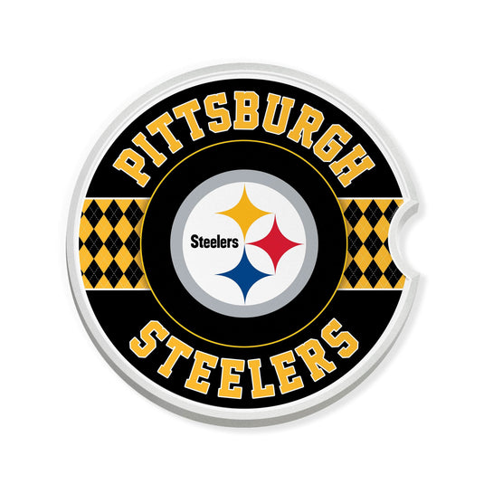 Fan Creations NFL Pittsburgh Steelers Argyle Ceramic Car Coaster - 2 Pack