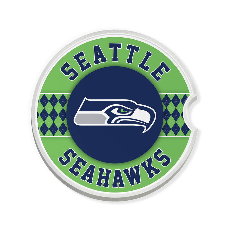 Load image into Gallery viewer, Fan Creations NFL Seattle Seahawks Argyle Ceramic Car Coaster - 2 Pack
