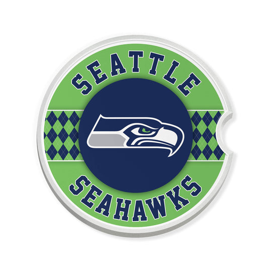Fan Creations NFL Seattle Seahawks Argyle Ceramic Car Coaster - 2 Pack
