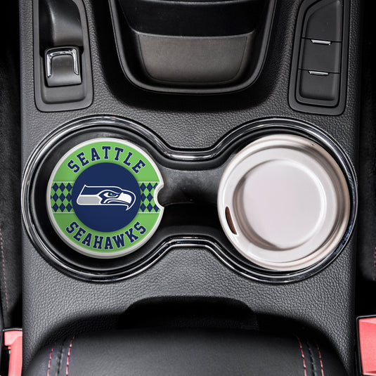 Fan Creations NFL Seattle Seahawks Argyle Ceramic Car Coaster - 2 Pack
