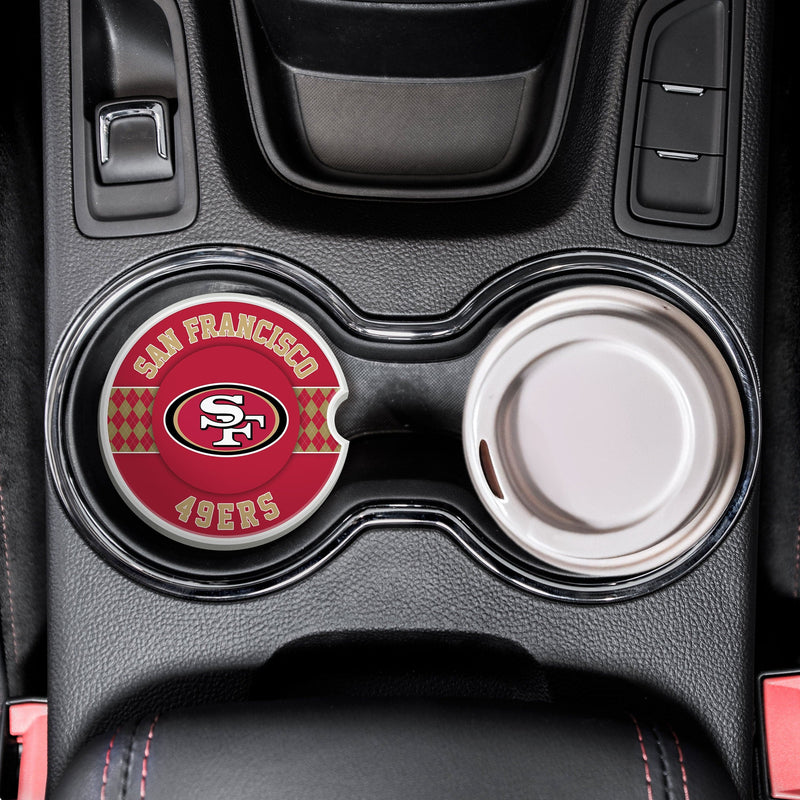 Load image into Gallery viewer, Fan Creations NFL San Francisco 49ers Argyle Ceramic Car Coaster - 2 Pack
