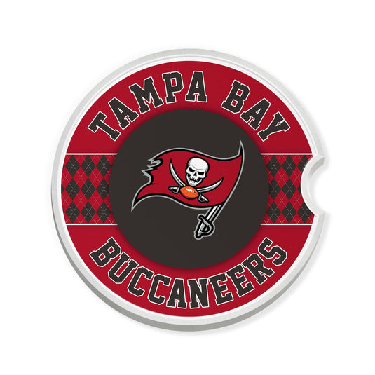Fan Creations NFL Tampa Bay Buccaneers Argyle Ceramic Car Coaster - 2 Pack