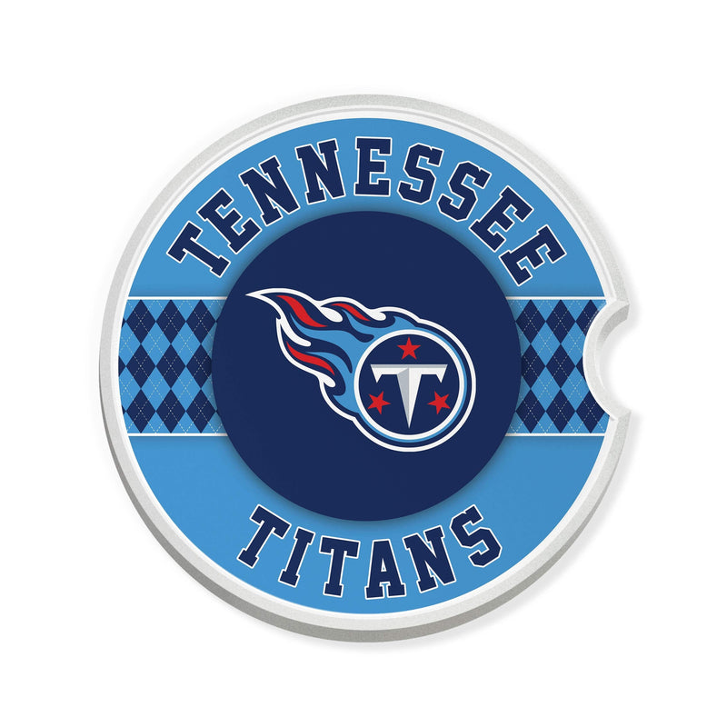 Load image into Gallery viewer, Fan Creations NFL Tennessee Titans Argyle Ceramic Car Coaster - 2 Pack
