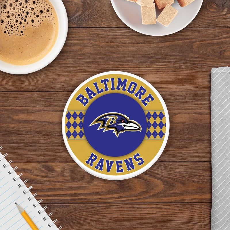 Load image into Gallery viewer, Fan Creations coaster NFL - Baltimore Ravens 4 inch Ceramic Argyle Coaster
