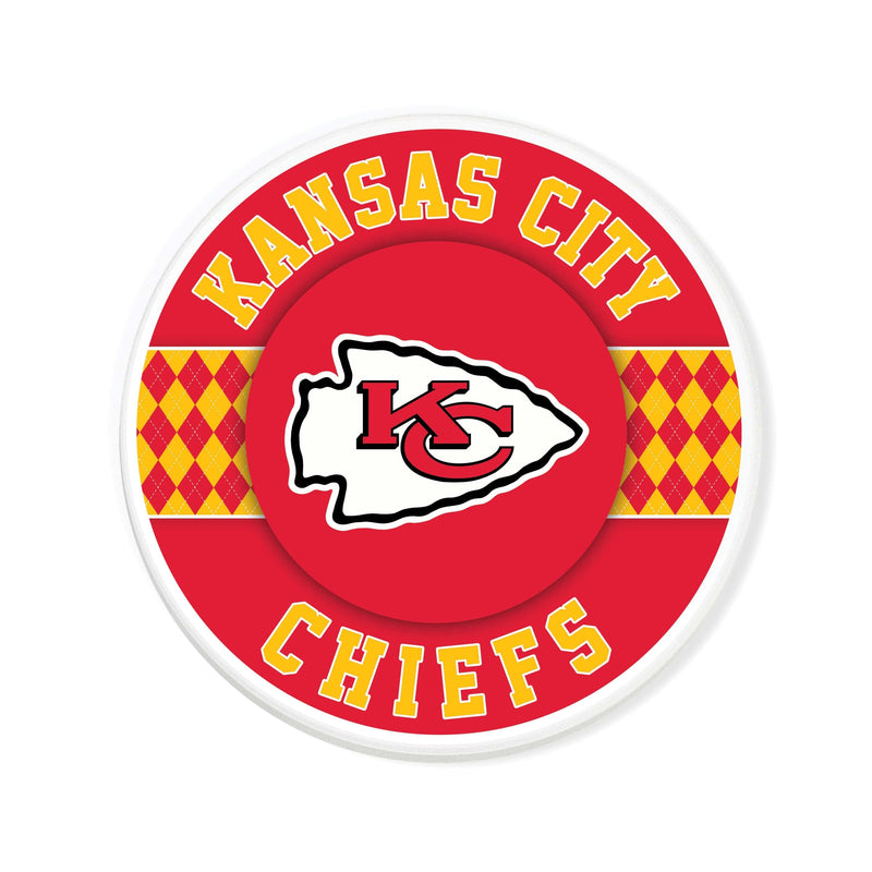 Load image into Gallery viewer, Fan Creations coaster NFL - Kansas City Chiefs 4 inch Ceramic Argyle Coaster
