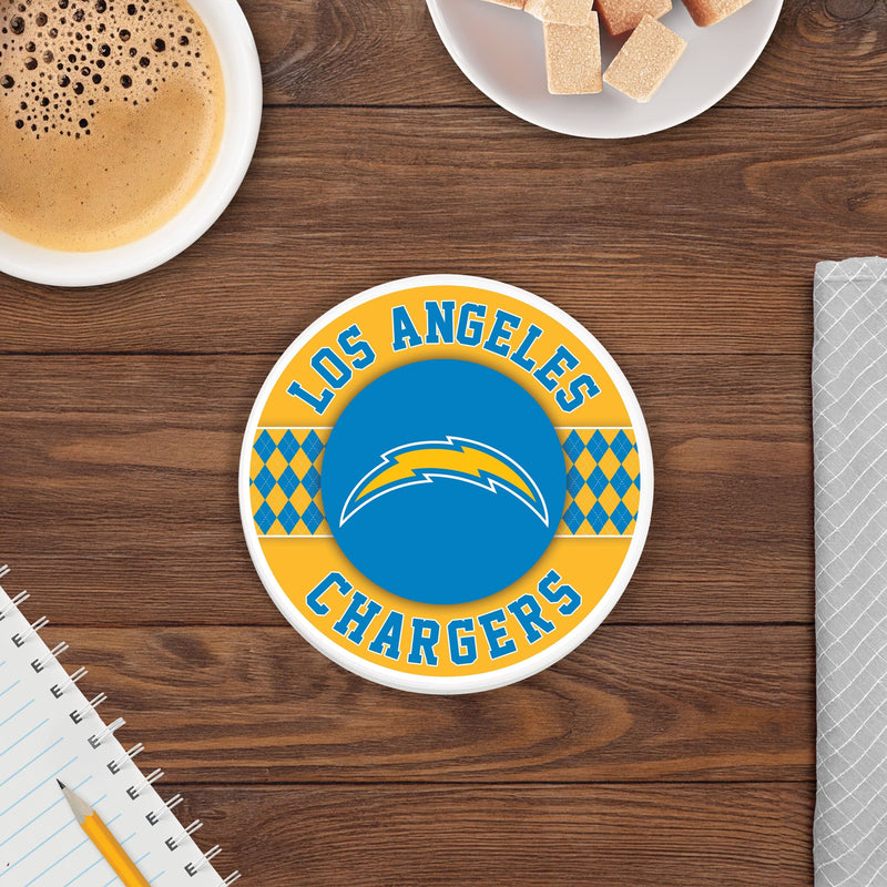 Load image into Gallery viewer, Fan Creations coaster NFL - Los Angeles Chargers 4 inch Ceramic Argyle Coaster
