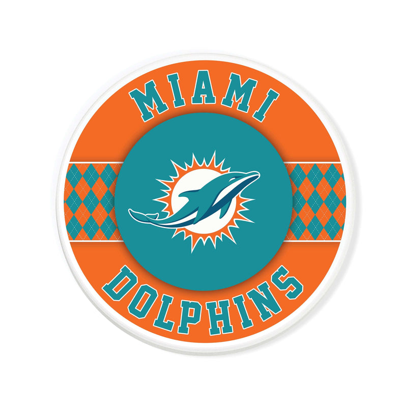 Load image into Gallery viewer, Fan Creations coaster NFL - Miami Dolphins 4 inch Ceramic Argyle Coaster
