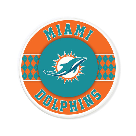 Fan Creations coaster NFL - Miami Dolphins 4 inch Ceramic Argyle Coaster