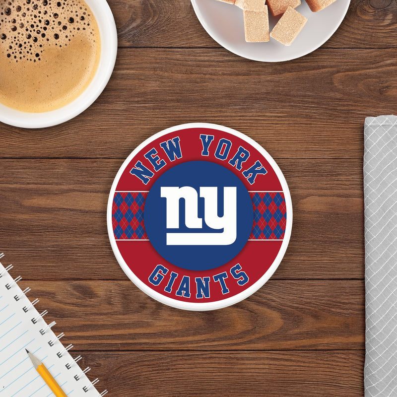 Load image into Gallery viewer, Fan Creations coaster NFL - New York Giants 4 inch Ceramic Argyle Coaster
