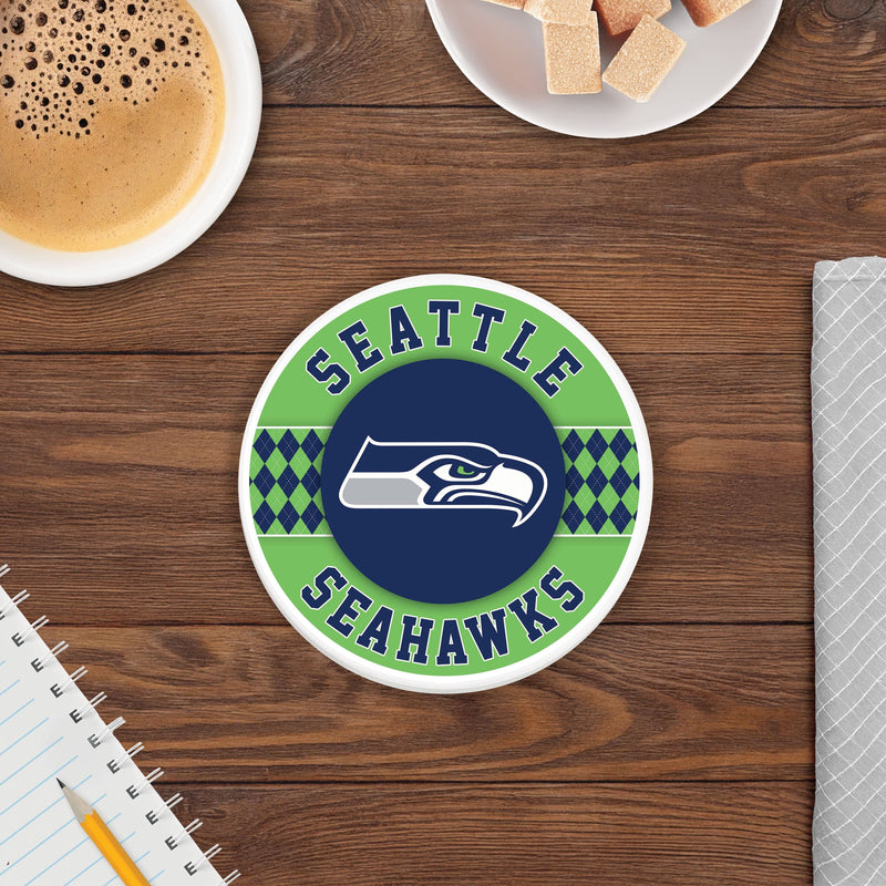 Load image into Gallery viewer, Fan Creations coaster NFL - Seattle Seahawks 4 inch Ceramic Argyle Coaster
