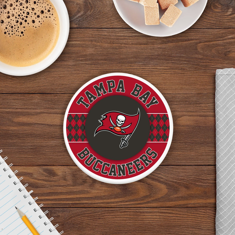 Load image into Gallery viewer, Fan Creations coaster NFL - Tampa Bay Buccaneers 4 inch Ceramic Argyle Coaster
