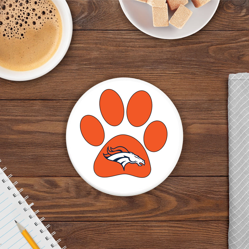 Load image into Gallery viewer, Fan Creations NFL - Denver Broncos 4 in Round Dog Paw Coaster
