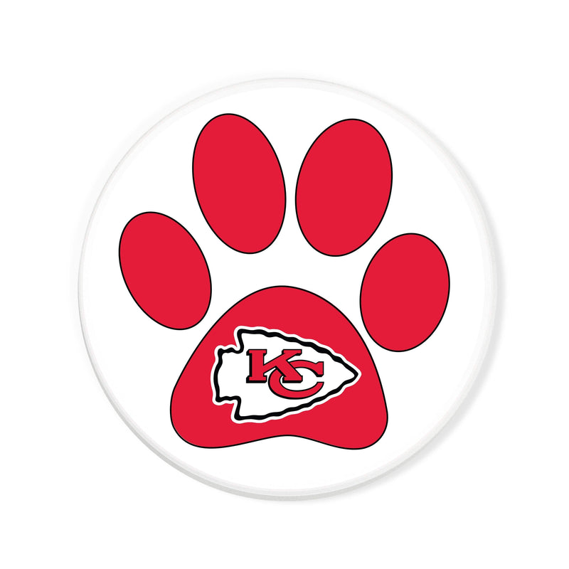 Load image into Gallery viewer, Fan Creations NFL - Kansas City Chiefs 4 in Round Dog Paw Coaster
