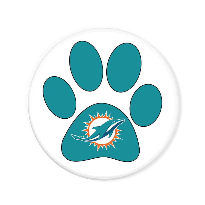 Load image into Gallery viewer, Fan Creations NFL - Miami Dolphins 4 in Round Dog Paw Coaster
